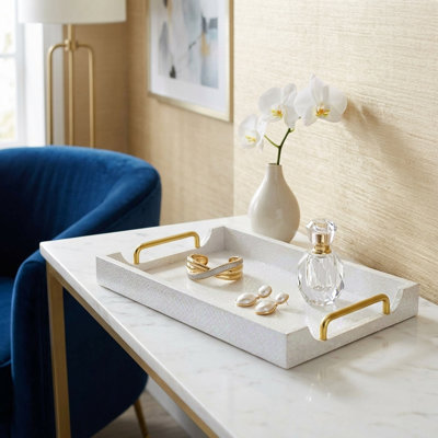 Nimue Seascale Pattern Iridescent Tray With Gold Hardware
