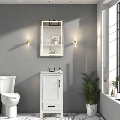 Meuble-lavabo moderne (avec meuble-lavabo et lavabo), salle de bain en bois 18 po
