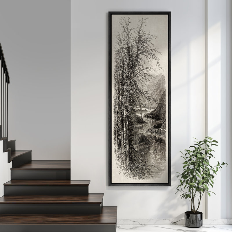 Reproduction d'art rétro sur toile encadrée de pin rétro vintage, H 60 po x l 20 po, Noir