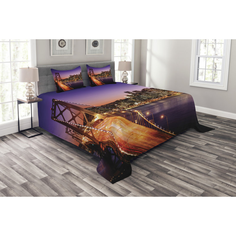 No Pattern Bedspread with Pillow Shams, 220 x 264 cm