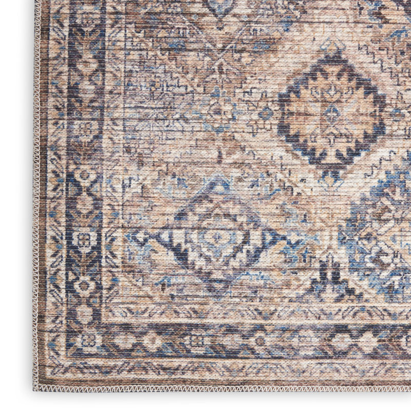 Tapis ivoire / gris / brun latté lavable à la machine, Tapis de couloir 2 pi x 6 pi