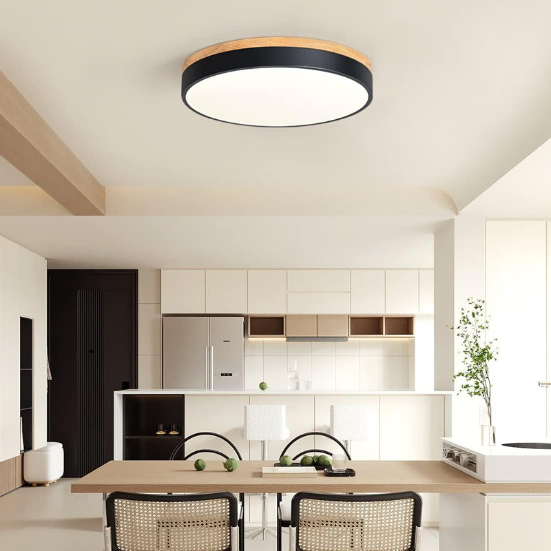 Shaindy LED Flush Mount, Black, 2.55"H x 15.74"W x 15.74"D