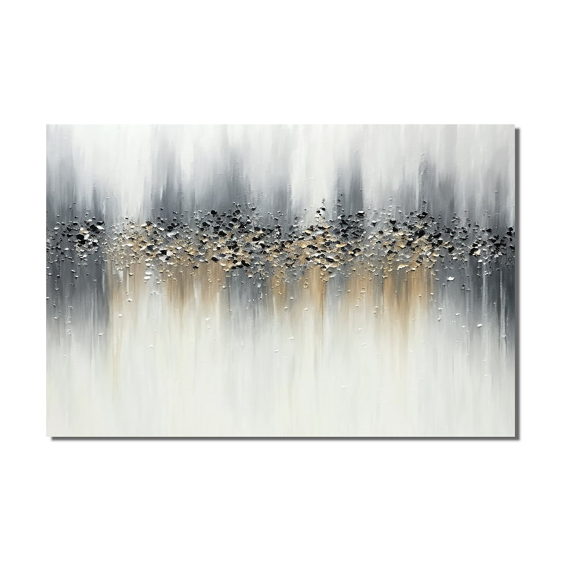 Gentle Grey Serenity - peinture abstraite encadrée, art mural, H 40 po x l 60 po