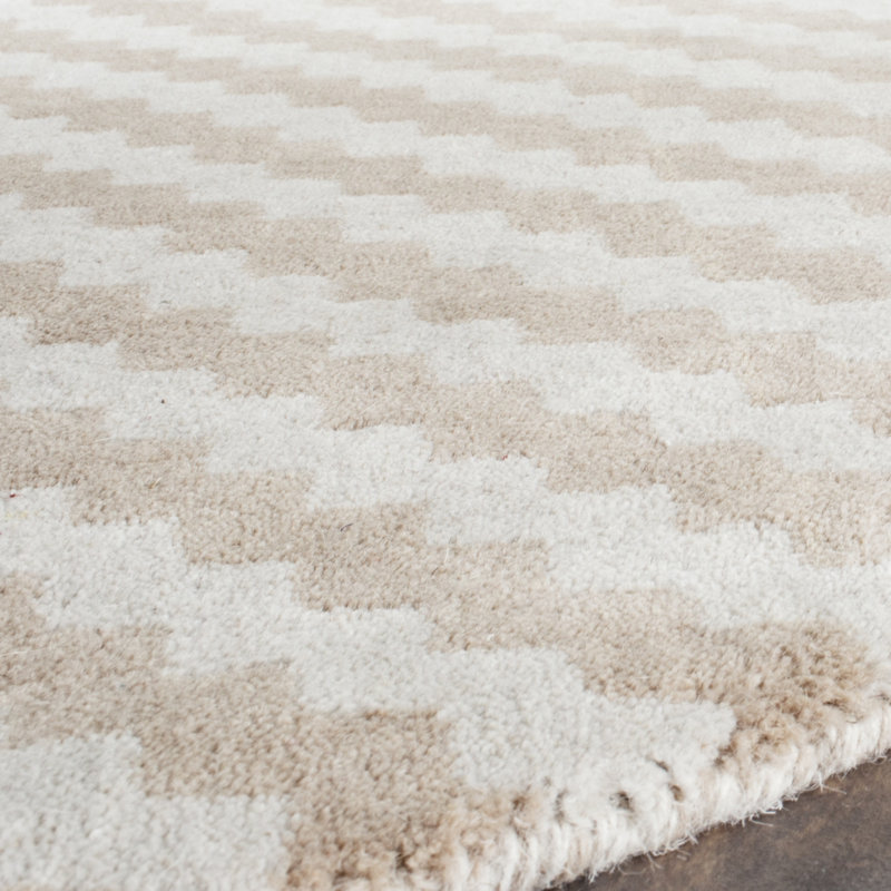 Sanyla Hand Tufted Wool Chevron Rug, Round 6'