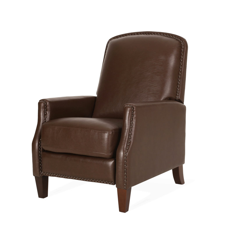 Fauteuil inclinable en cuir synthétique avec rivets, Marron foncé