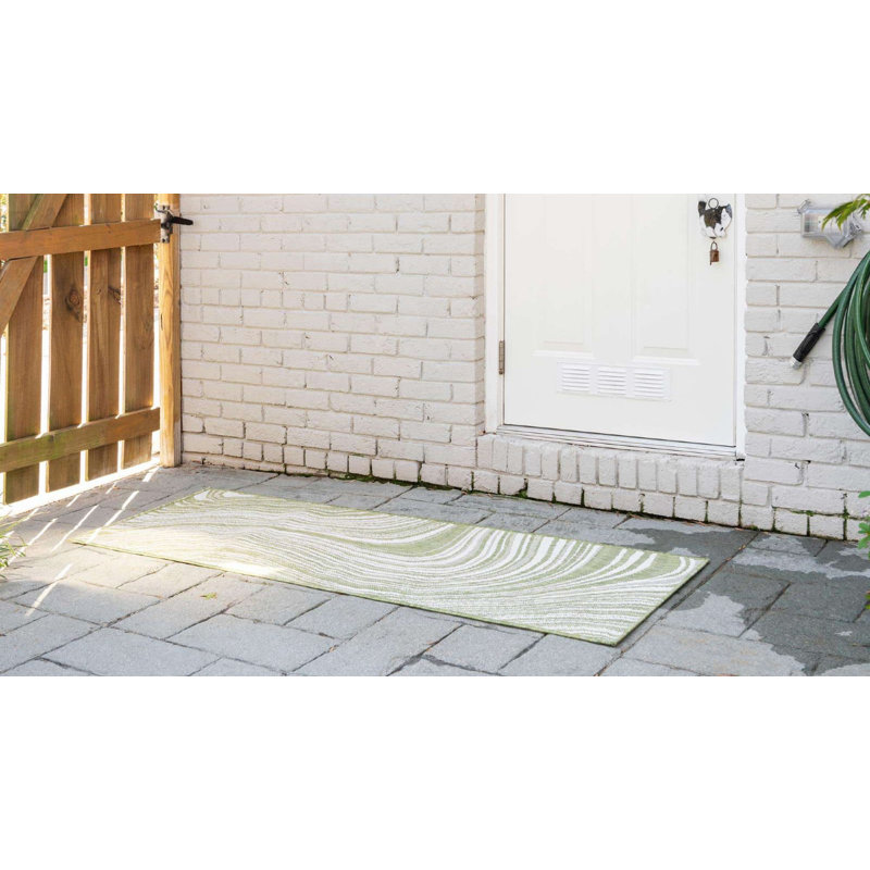 Tapis d'extérieur Iris couleur fougère, Tapis de couloir 2 pi x 6 pi