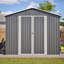 8x12 Ft Lockable Metal Garden Tool Storage, Grey, Aluminum Frame, Ample Room For Bicycles, Double Doors Quick And Easy Access To Storage Large Grey Outdoor Shed With Door, Essentials, Convenient Dual