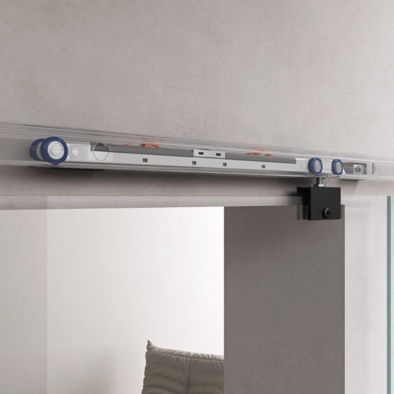Durovin 1025mm internal Sliding Glass Door - Clear - Black Bar Handle with Rail with Soft Close, 900mm x 2050mm
