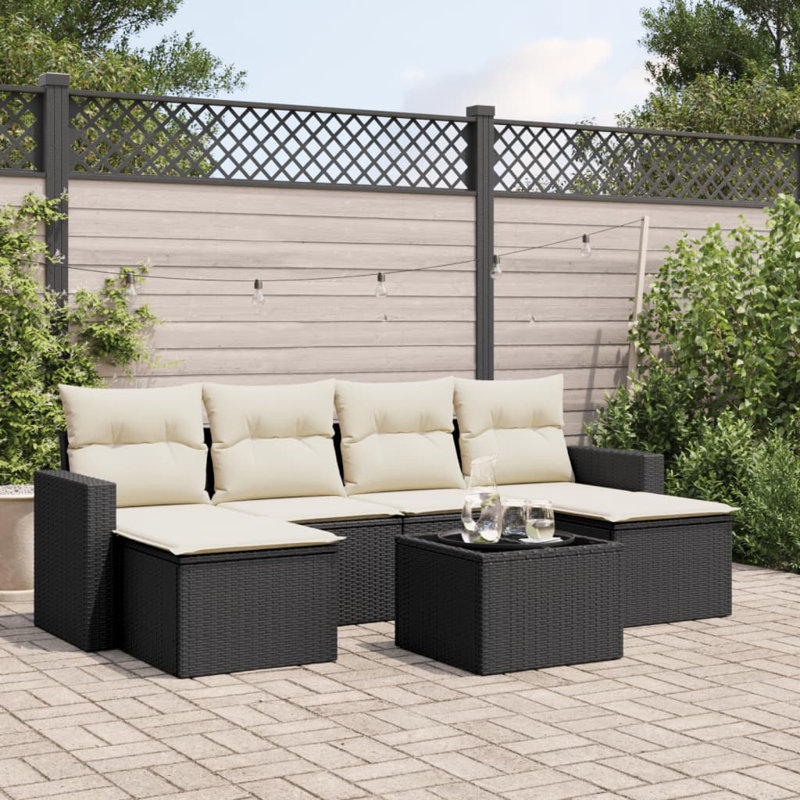 Vidaxl Garden Sofa Set Black, Cream White