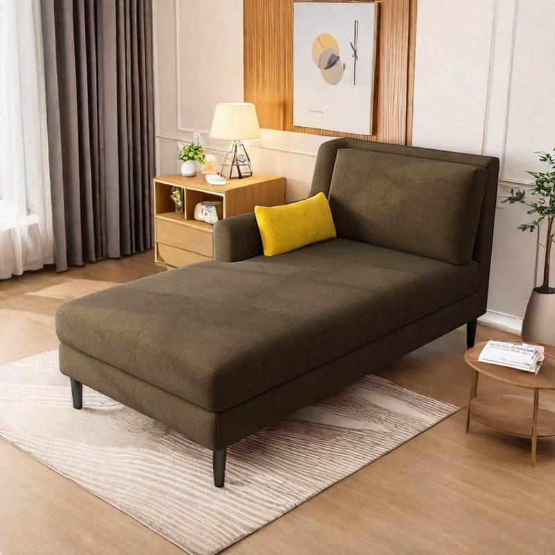 Chaise longue confortable en bois massif, Couleur café foncé
