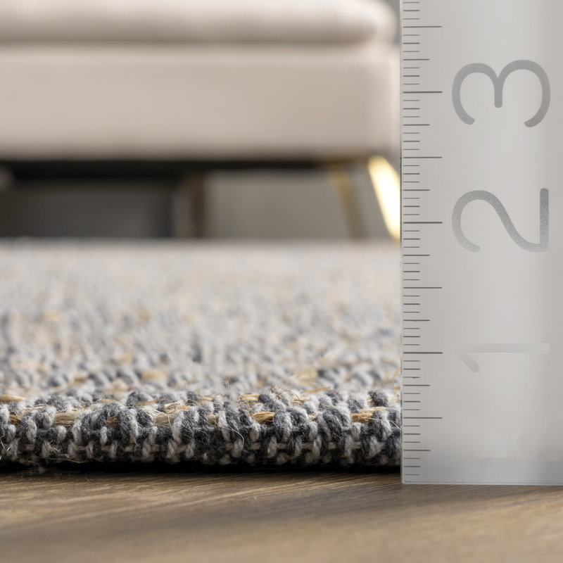 Tapis gris / brun en jute / coton tissé à plat à la main Frankllin, Rectangle 6 pi x 9 pi