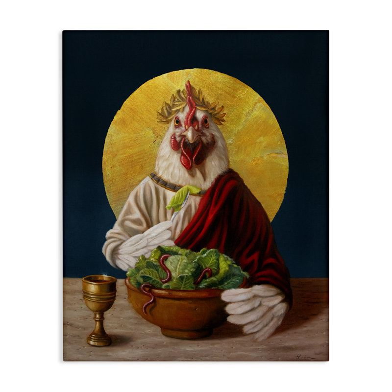 Art mural classique sur poule avec repas par Lucia Heffernan, H 40 po x l 30 po