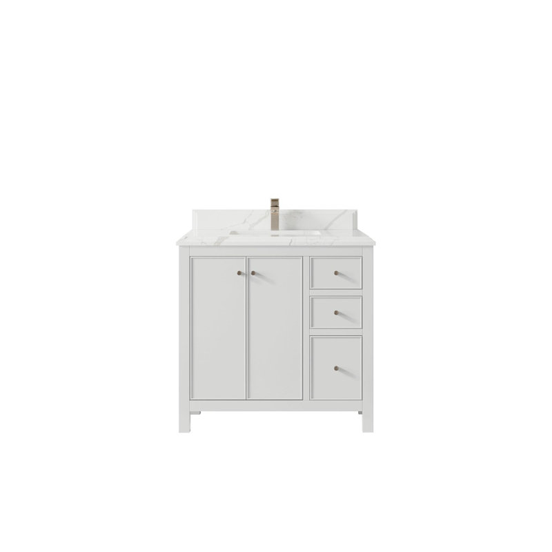Meuble-lavabo simple avec plateau Chicago 36, Calacatta Laza
