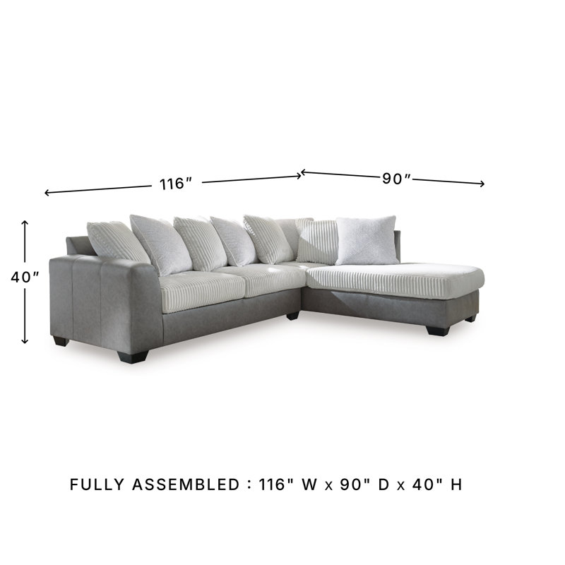 Canapé modulaire 2 pièces avec méridienne Eastleigh, Orienté à droite