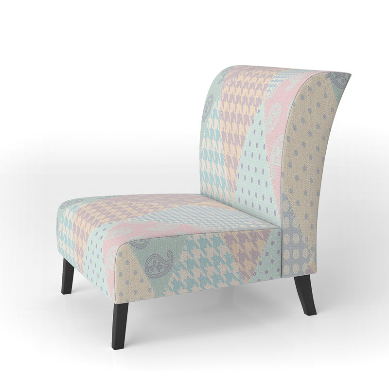 Multicolor Quilting Patchwork - Upholstered Patterned Accent Slipper Chair