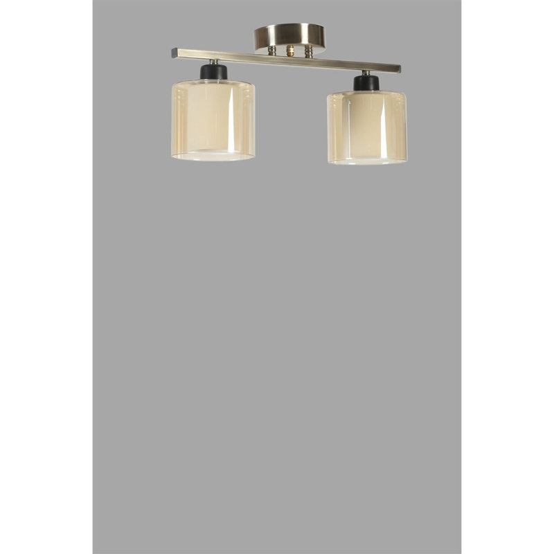 Chandle Flush Mount, Matte Chrome/Amber