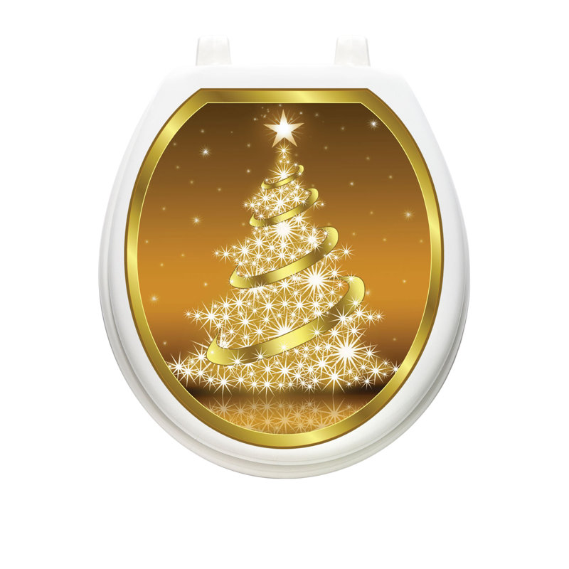 Adhésif décoratif pour siège de toilette Holiday Gold Tree, Rond