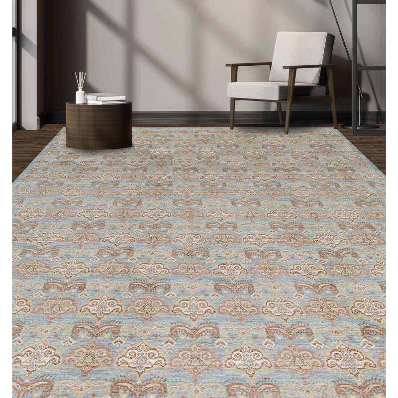 Hand-Knotted High-Quality Light Blue/Brown/Beige Area Rug