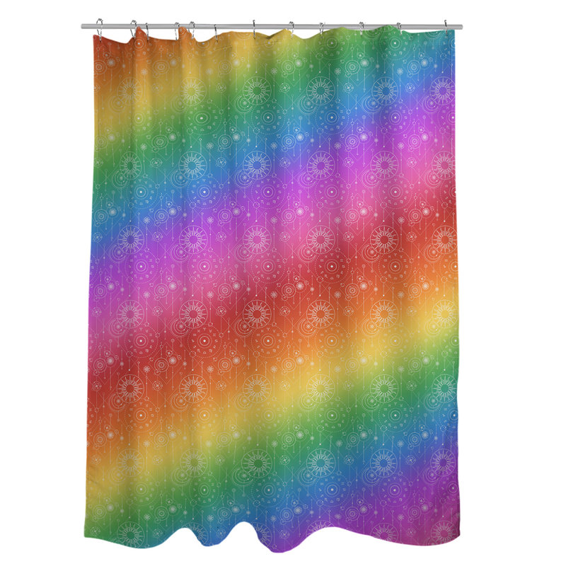 Rideau de douche simple astrologie, Rouge / Vert / Jaune