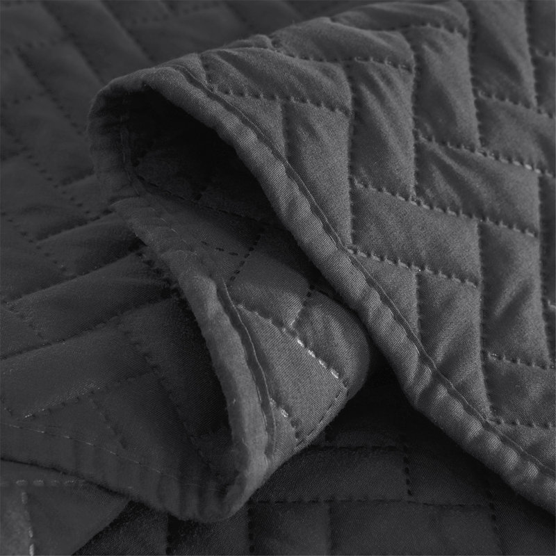 Solid Colour Quilt, King Quilt + 2 King Shams, Dark Grey
