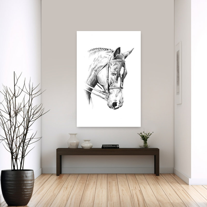 Portrait de cheval tressé, impression contemporaine, H 60 po x l 40 po