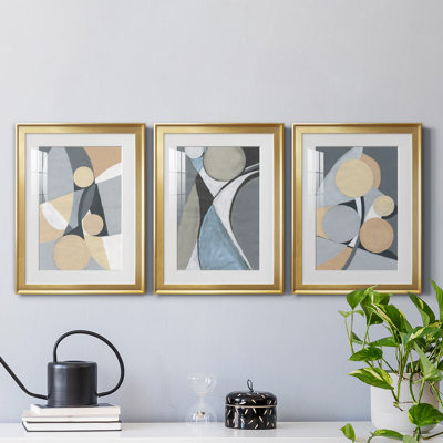 " A Soft Jeweled Geometric II " 3 - Pieces Painting Print