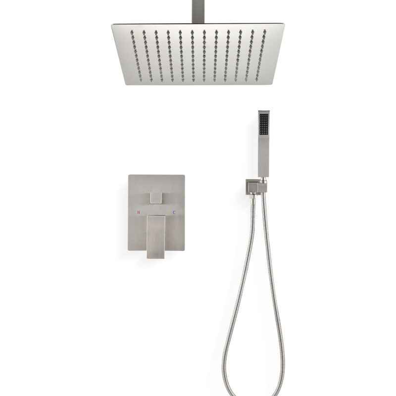 Ceiling Mounted Shower System In Model - 10" Head & Handheld, Brass, Mimics Natural Rainfall Sensation, Self-cleaning Nozzle, Suits American Standard Pipe Connections With Handheld Head,