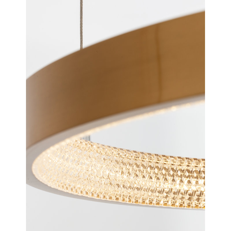 1 - Light Antique Gold LED Crystal Pendant, 4cm H x 60cm W x 60cm D