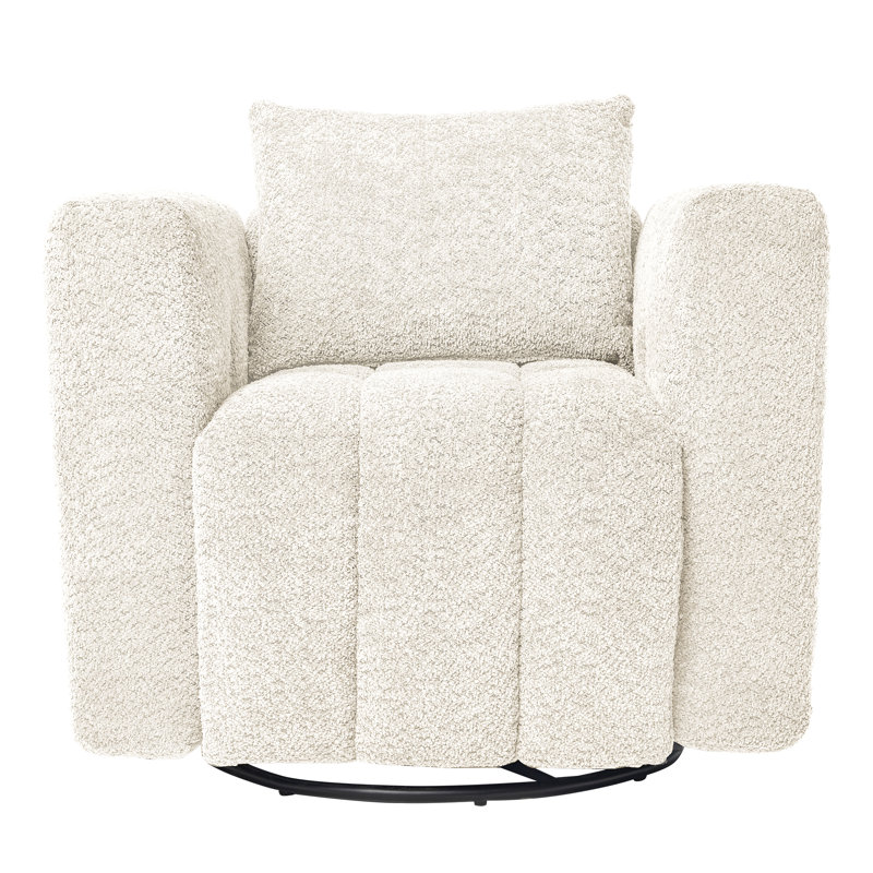 Fauteuil pivotant à dossier circulaire rembourré, Beige