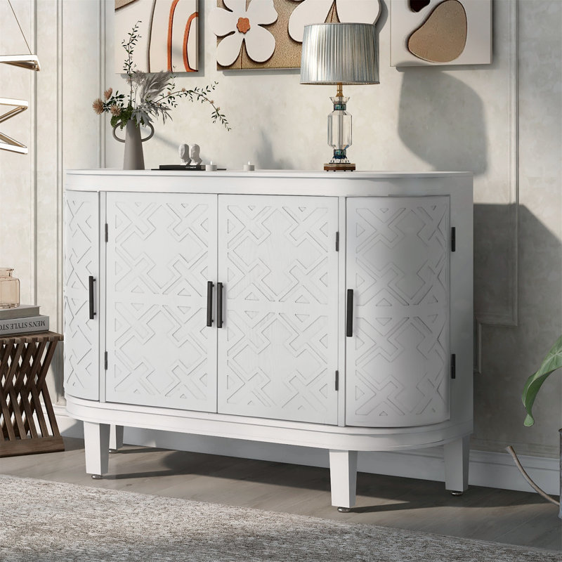 Armoire en bois polyvalente avec portes à motifs pour différentes pièces et rangement efficace