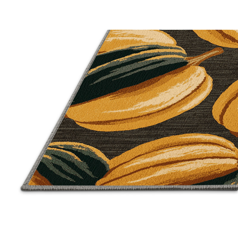 Washable Acorn Squash Vegetables Area Rug, Square 6'