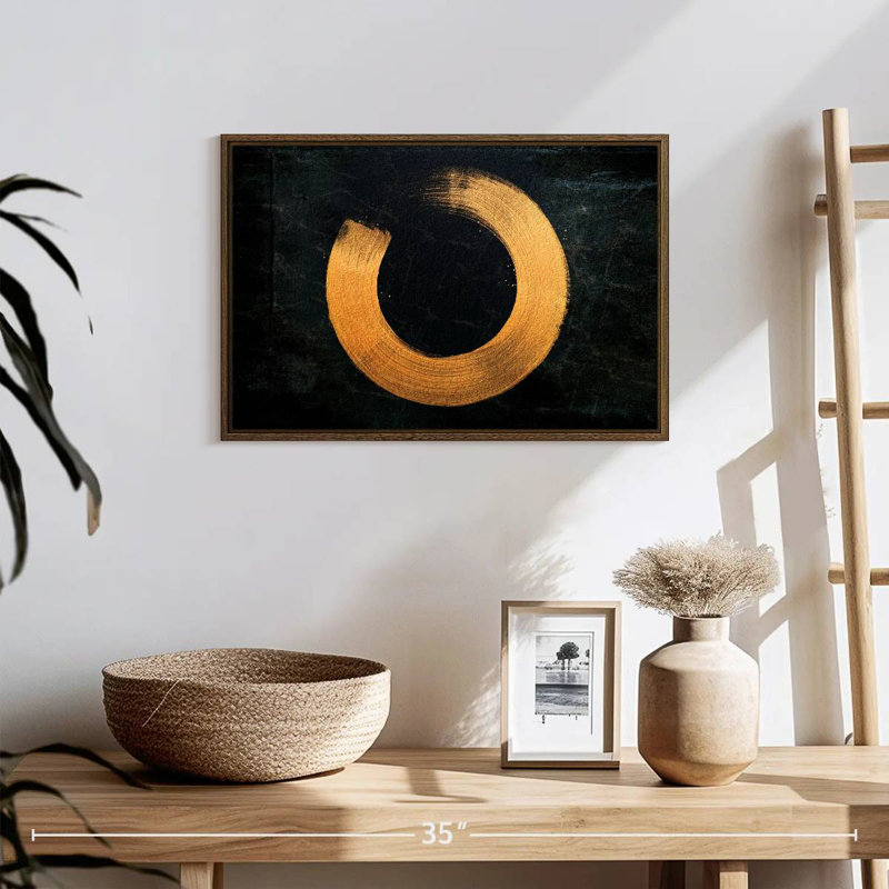 Golden Zen Circle, 19" X 13", Floating Frame Walnut