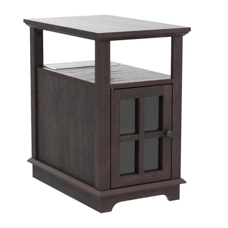 End Table with Hidden Charging Station, Espresso