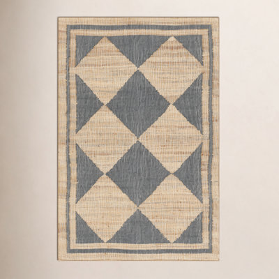 Orchard Court Blue Hand-Woven Geometric Jute Rug