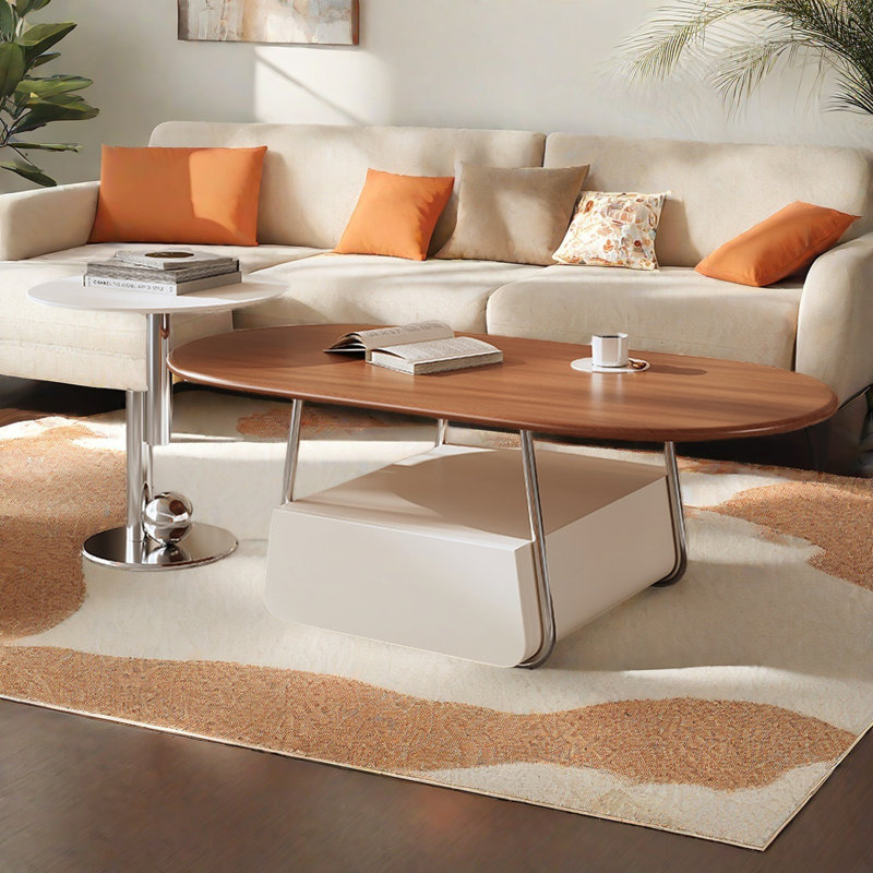 Table de bout rétro ovale, Blanc, H 15,7 po x L 47,2 po x l 23,6 po
