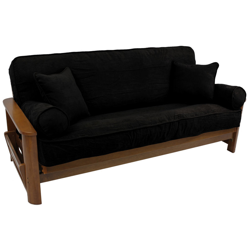 Housse pour futon à coussins carrés/rectangulaires, 3 pièces, Noir