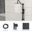 Système de douche noir mat. Tête de 10 pouces et main à 5 fonctions avec barre coulissante de 26,3 po. Fixation murale, installation facile. Réglages: pluie, massage, bulles. Composants livrés. Buse propre. Système de garniture sans valve