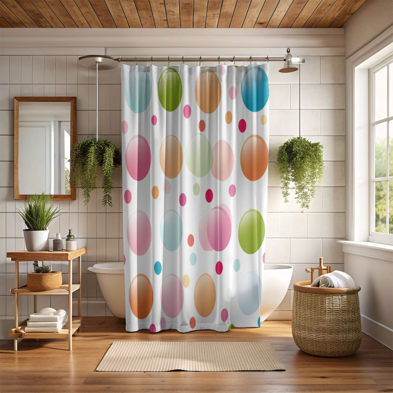 Rideau de douche Spots Art - Premium, H 74 po x l 71 po