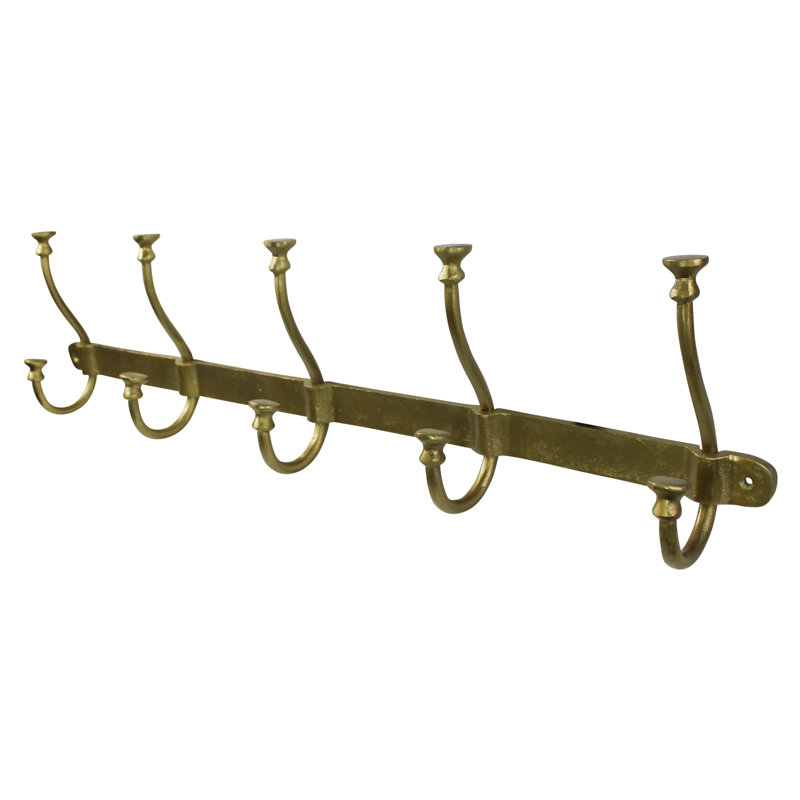Waterford 3.5'' Wide 5 - Hook Wall Mounted Coat Rack in Gold