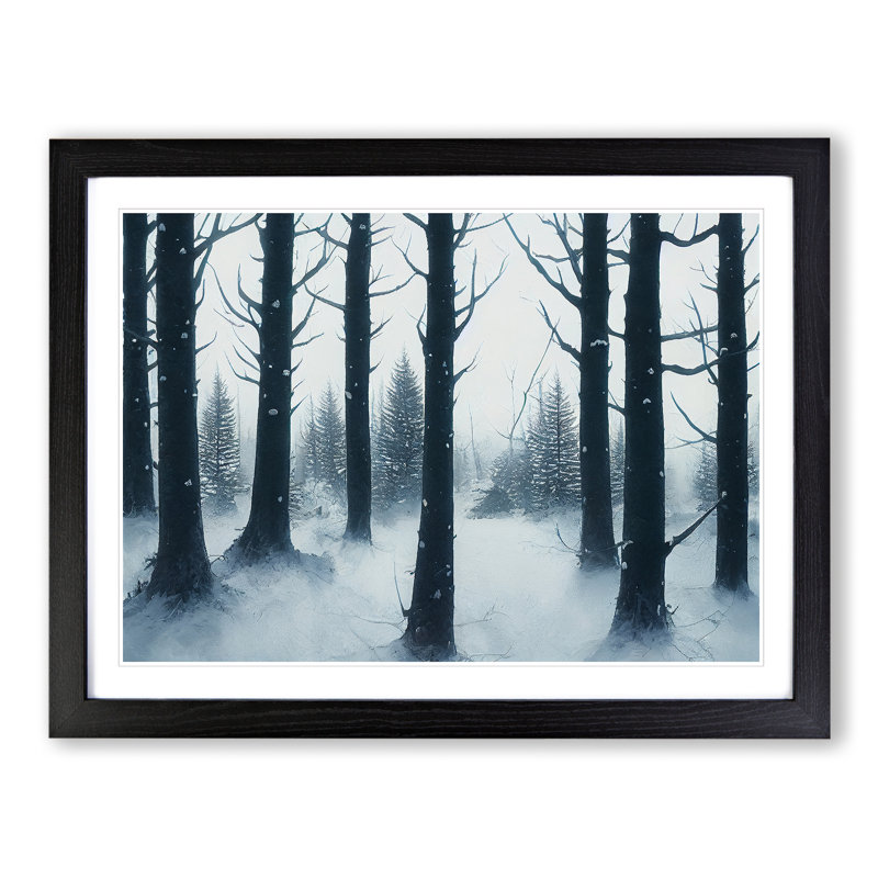 A Wonderful Winter Forest - Single Picture Frame Print, 25cm H x 34cm W x 2cm D, Black