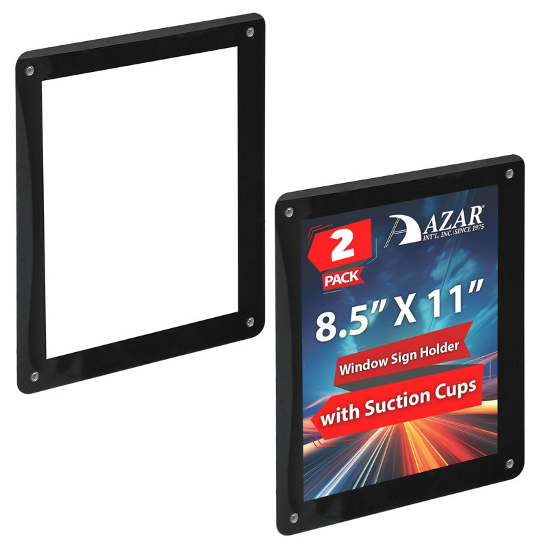 Black 8.5" x 11" Window Sign Holder Frame with Suction Cups, 2-Pack