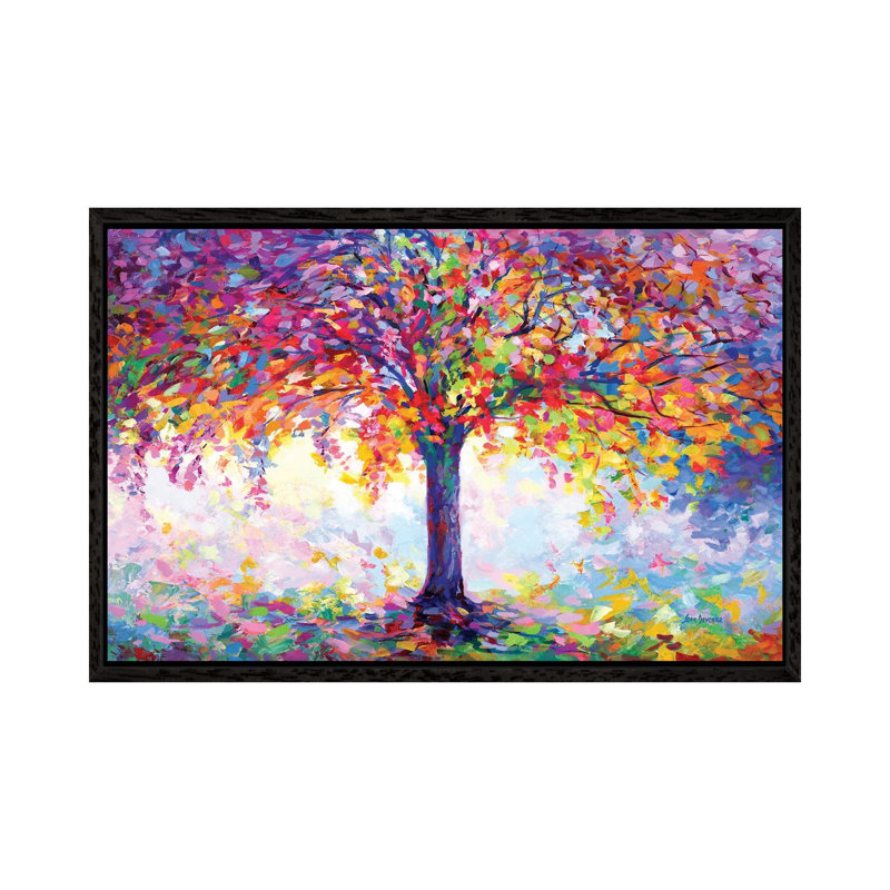 Tree Of Happiness by Leon Devenice - Floater Frame Gallery-Wrapped Canvas Giclée on Canvas, Black, 101.6 cm H x 152.4 cm W