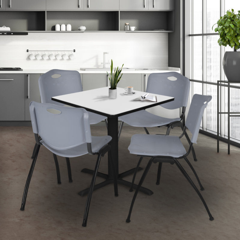 Table de salle à manger Regency Cain, H 29 po x L 30 po x P 30 po, Blanc / gris, Blanc