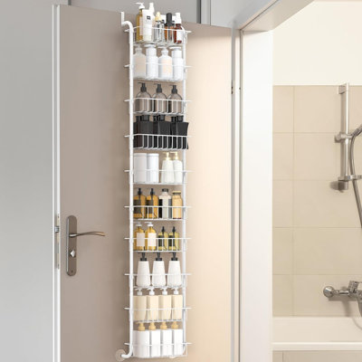 10 Tier Over the Door Storage Cabinet Organizer Hanging Spice Rack, Large Basket Metal