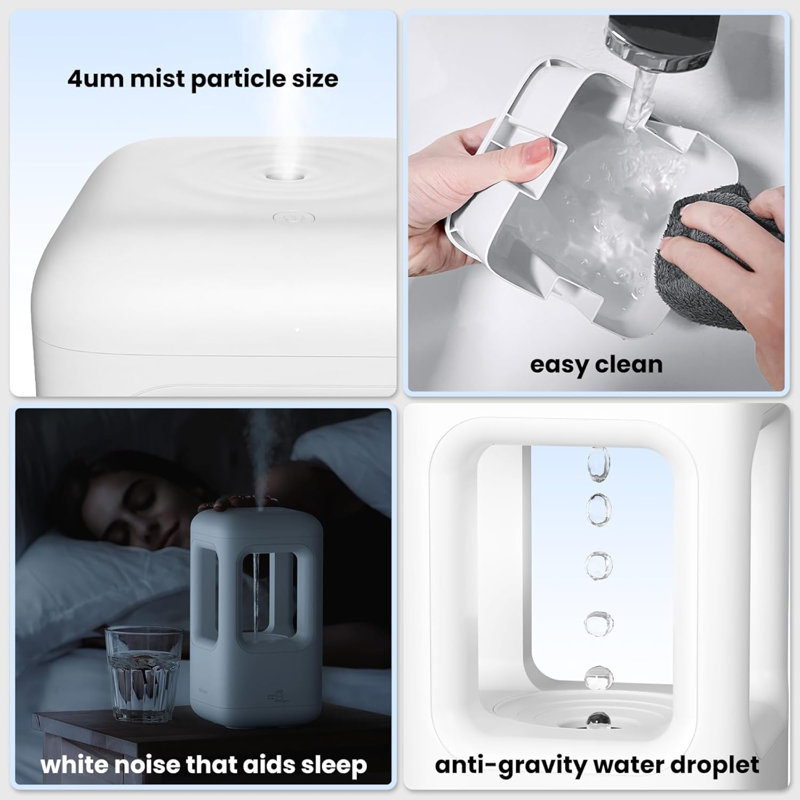  Humidificateur anti-gravité à goutte d'eau, Blanc