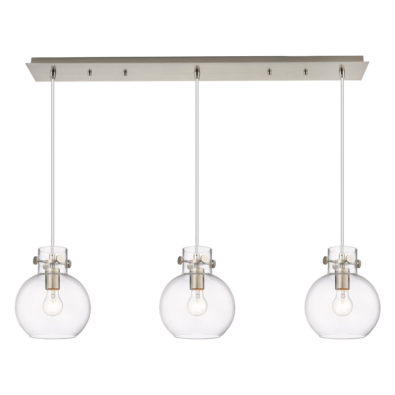 Amrith 3 - Light Sphere Pendant, Clear, Brushed Satin Nickel