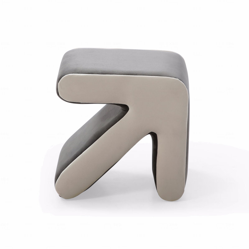 Modern Arrow-Shaped Upholstered Stool, Creative Accent Chair for Entryway & Living Room, Gray