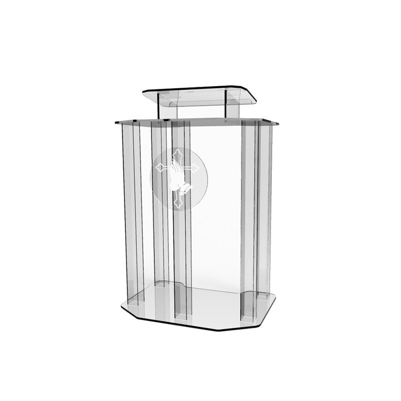 Grand pupitre en bois acrylique Podium, Argent transparent