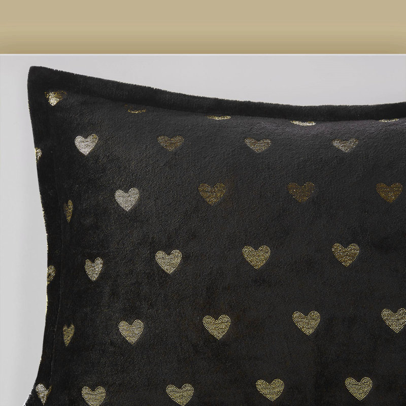 3 PCS Metallic Printed Plush Comforter Set With Throw Pillow
