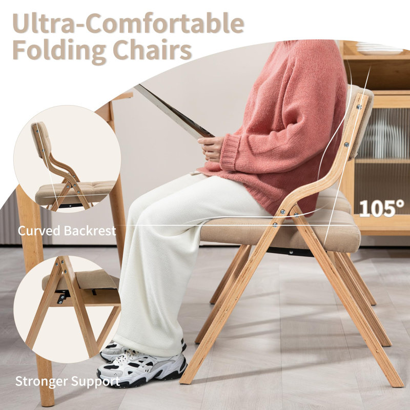 Padded Foldable Dining Chairs, Khaki